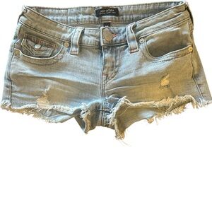 True Religion Light Blue Distressed Jean Shorts